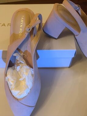 Taryn Rose Pink Suede Slingback Block Heel